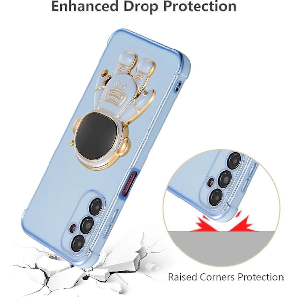 Mobilskal Kompatibelt med Samsung Galaxy A55 5G, Sött 6D Astronautskal med Ställfunktion, Slimmad Mjuk TPU Fyrhörns Stötsäkert Skydd Purple
