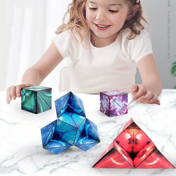 3d Magic Cube Shape Shifting Box Anti Stress Hand Flip Pussel Leksaker Present (4st)