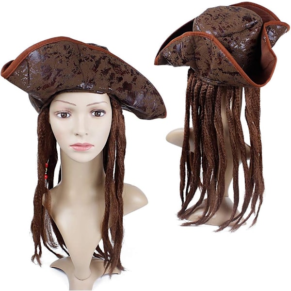 Pirathatt Tri-Corn Karibisk Buccaneer Barn Dreadlocks Hår Örhänge Patch Set
