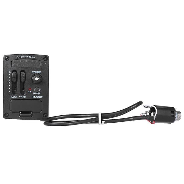 -300T Ukulele Piezo Pickup Preamp 2-bånds Eq Equalizer Ukelele Pickups Tuner System black