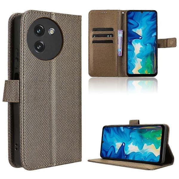 Telefoncover i læder med diamanttekstur Brown For Doogee Note 59 / Note 59 Pro