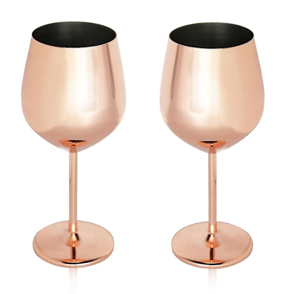 Vinglas med kopparfinish - Set om 2