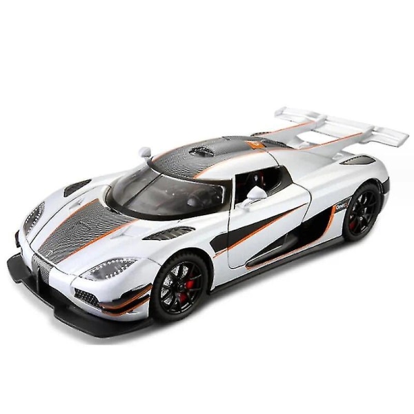 1:24 Koenigsegg One 1 Legering Sportbil Modell Diecast Metal Superbil Fordonsmodell Simulering Ljud och Ljus Barnleksak Gåva Ingen låda White