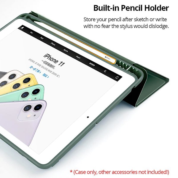 Etui til Ipad Pro 11 2021 2020 2019 10.2 Air 4 10.9 10.5 2018 9.7 Mini 6 5 9. 8. 7. generation Smart Cover med blyantholder Light Gray iPad (5th-6th) 9.7