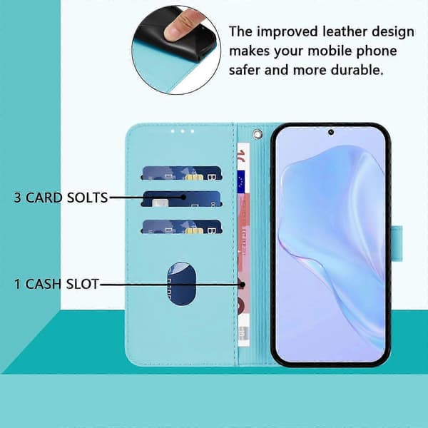 PU-deksel i solid farge for Redmi Note 14 Pro 5G / 14 Pro+ 5G Sky Blue