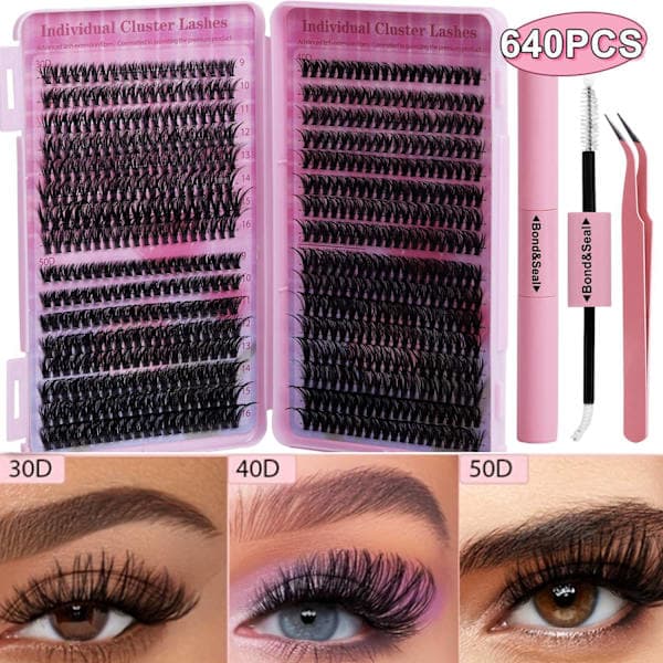 {YM}Black Friday False Eyelashes Set with Storage Box - Individual False Eyelashes - Volume Lashes Black