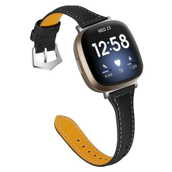 Ægte koskindslæder urrem til Fitbit Versa 4/Sense 2, 20 mm slank urrem - Grå Multicolor Black