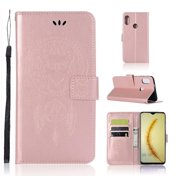 Rosaguld Ugle Drømmefanger PU Etui Til Din Huawei Honor 10 Lite/p Smart (2019)