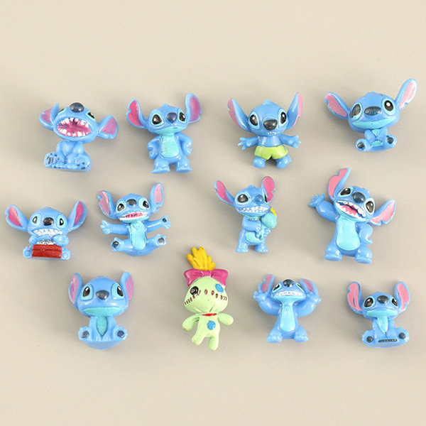 12 st Stitch Figuriner Anime & Actionfigur Modellleksak