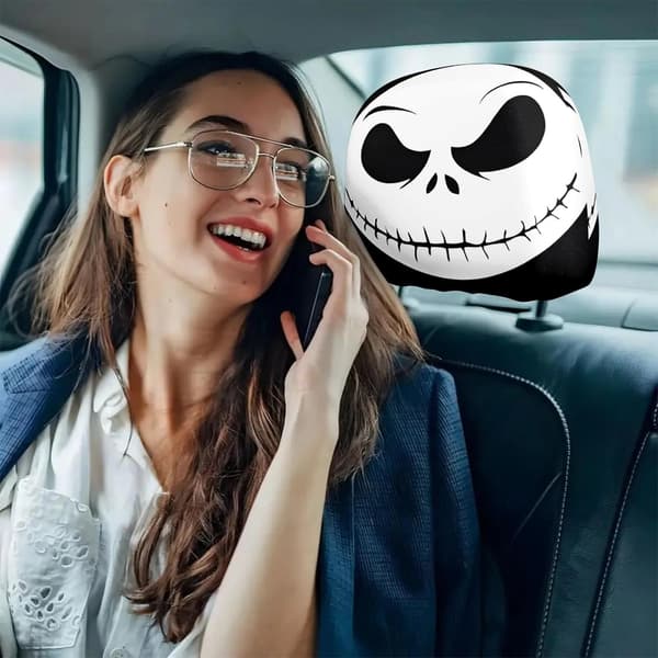 2 st The Nightmare Before Christmas Jack Skellington Bil Nackstödsskydd - Universal Passform, Polyester 26cm*28cm*2PC