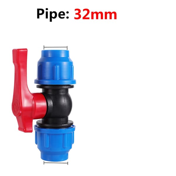 PE Rørforbindelsesbeslag 32mm Vandrør Direkte Forbindelse Samling Hurtigforbindelse Kugleventil Landbrugsvanding Tilbehør Plastic handle