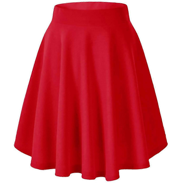 Dam Basic Mångsidig Stretchig Utsvängd Casual Mini Skaterkjol red L