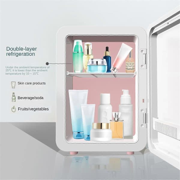 {YM}6L Makeup Refrigerator with LED Light Mirror Mini Fridge for Bedroom Car Small Refrigerator for Cosmetics EU Plug