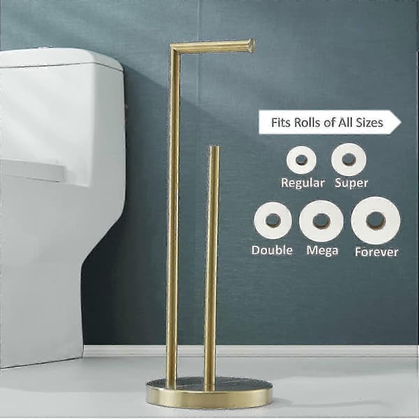 Fritstående toiletpapirholder 304 rustfrit stål børstet guld