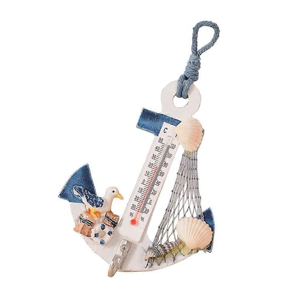 Väggdekor med strandtema, ankarformad termometer, nautisk dekor, utomhusdekoration 2 st Multi 12.00X9.60X3.00CM