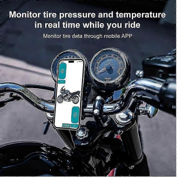 Bluetooth Bil TPMS Dæktryksovervågningssystem med 2 Eksterne Sensorer Motorcykel Bil Dæktrykssensor til lOS Android