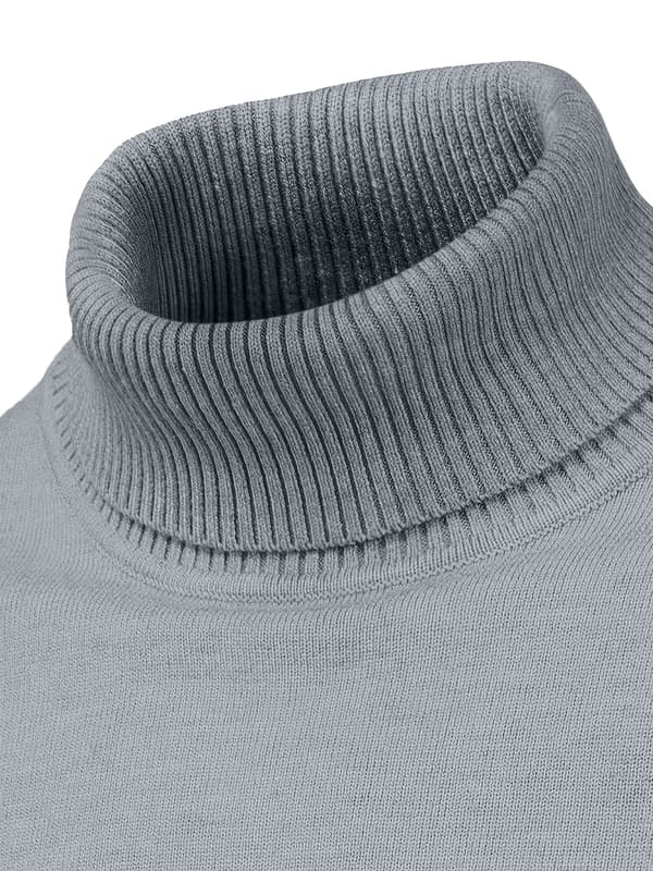 stk herresweatere høj hals lange ærmer - bløde, elastiske, afslappede pullovers til efterår/vinter & fitness L Marinblå+grå