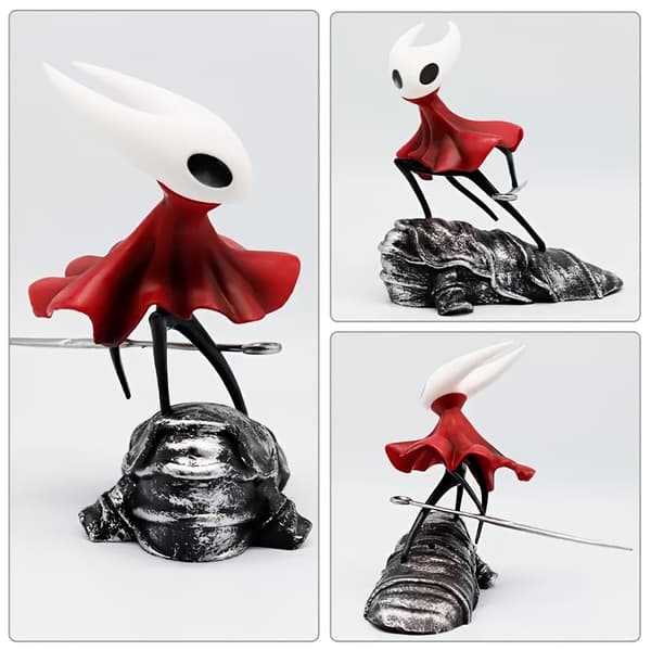 Anime Figur Samlerobjekt med Rød Kappe & Base - Chibi-Stil Anime Figur Actionfigur, Samlergave Egnet til 18+ Red