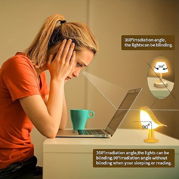 Lille Trådløs Sengelampe, Fuglelampe Touch Sensor 1pc