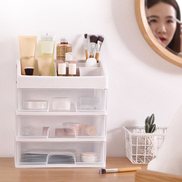 Plastlåda Makeup Organizer Smink Förvaring Kista Tillbehör Behållare Reparation Kista Makeup Borste Organizer Hållare Kista