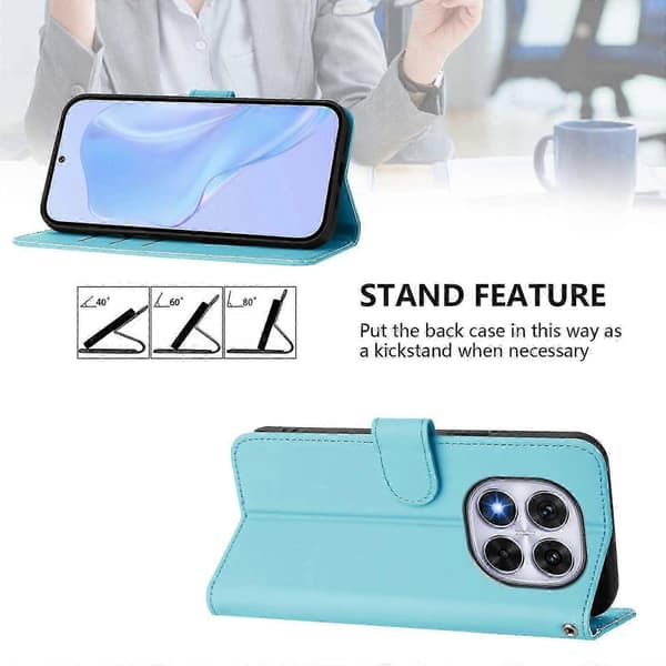 PU-deksel i solid farge for Redmi Note 14 Pro 5G / 14 Pro+ 5G Sky Blue