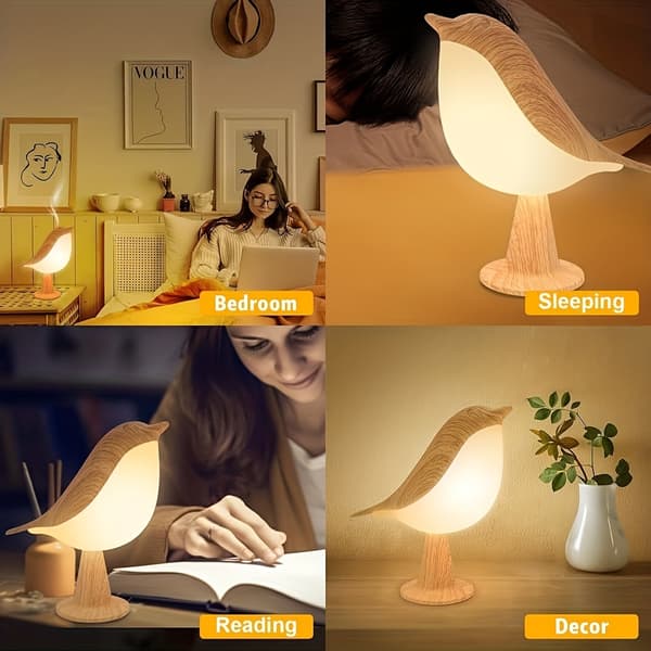 Lille Trådløs Sengelampe, Fuglelampe Touch Sensor 1pc