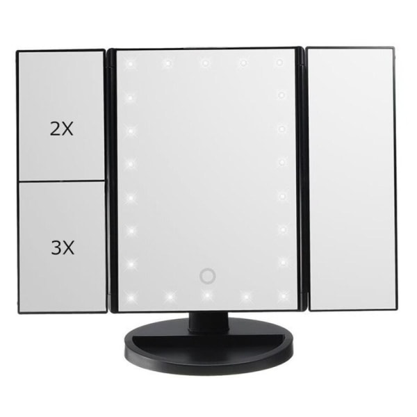LED-pekskärm 22 lampor justerbar sminkspegel skrivbordsbord sminkförstorare sminkspegel 3 fällbar spegel | bad spegel