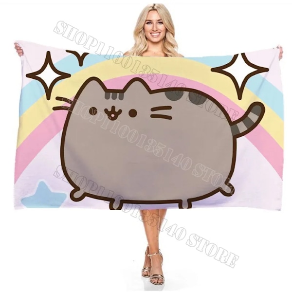 Söt Pusheen Katt Badrock Barn Vuxen Badhanddukar Tecknad Vinter Varm Badrum Badhanddukar Anime Tryck Badrock Badhandduk-2 Bath Towel-2 140x70cm