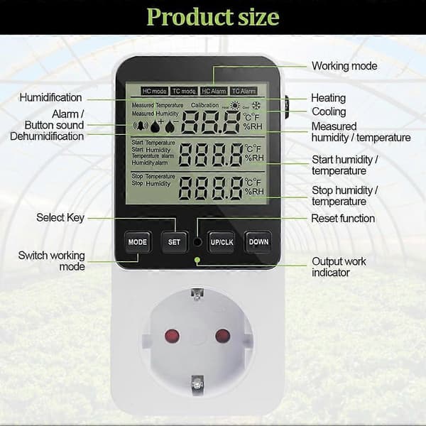 Fuktighetskontroller, Temperaturkontroller Socket 230 V, Temperaturbryter, Socket Termostat Swi White