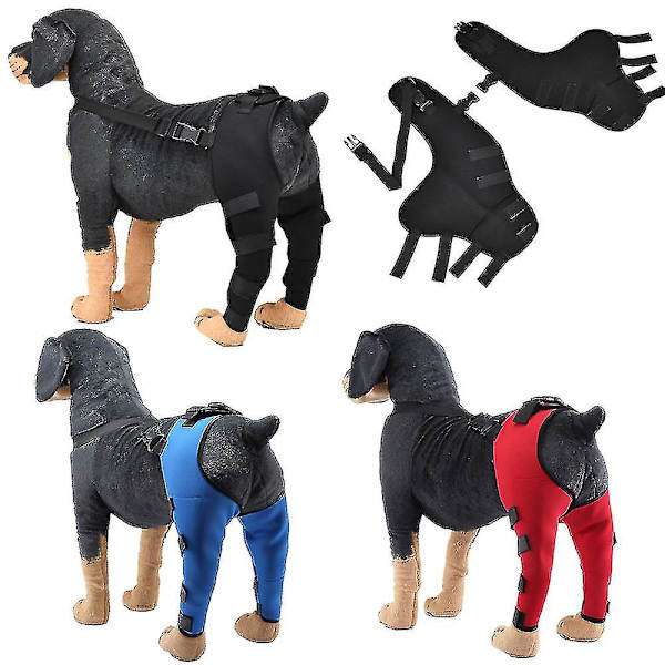 Hund Albue Beskytter Puder Kæledyr Hund Bagben Beskytter Justerbare Hunde Knæ Ben Blue XS