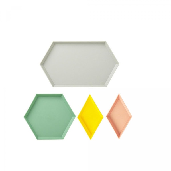 2 förvaringsbrickor i nordisk stil, polygoner, bordsbrickor, geometriska brickor, snabbmatstallrikar, porslinstallrikar för Afternoon Tea