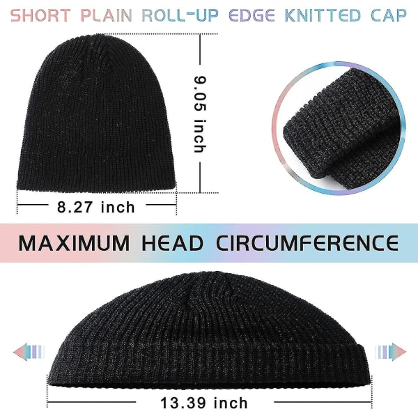 Mössa - Mössor för män och kvinnor, Unisex Uppvikt Enkel Stickad Skull Beanie, Svart