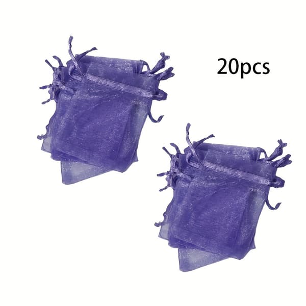 20 st Enfärgade Bröllopsgodispåsar med Dragsko, Presentförpackning, Smycken och Accessoarer, Nätpåsar 20pcs