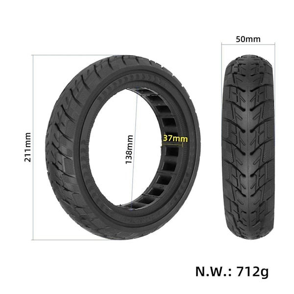 81/2x2(50/75-6.1) Off-Road Massivt Däck för M365 1S Pro Scooter Explosionssäkert Däck