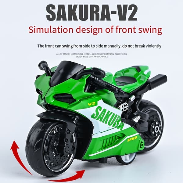 1 stk. sej legering pull-back motorcykel legetøj, simulations motorcykel racer model Blue