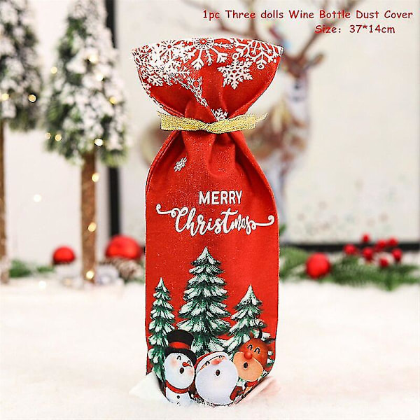 Nyttår 2023 Lin Julegnomer Forkle Julepynt Til Hjemmet Xmas Kjøkkentilbehør Natal Navidad 2023 Noel Deco Wine Cover-289 Green