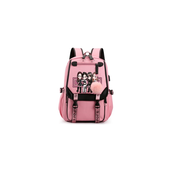 GshopperBlackpinkSameStar Ryggsäck USB -laddning black pink