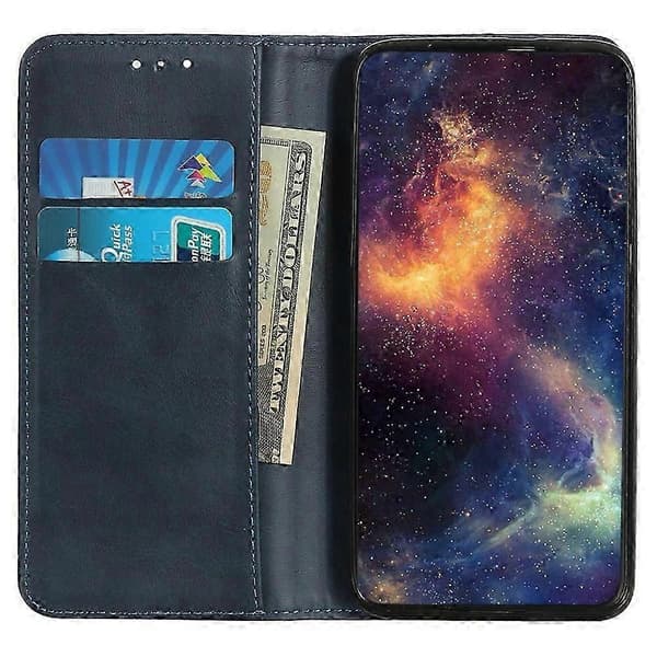 Til iPhone 17 Pro Max Etui Split Læder Flip Wallet Telefon Cover Blue
