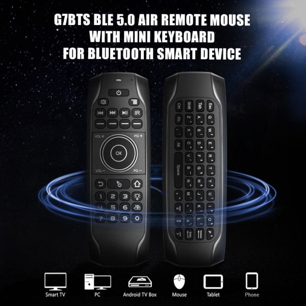 Bluetooth 5.0 Minitangentbord G7 BTS Gyroskop IR Bakgrundsbelysning Lärande Air Mouse Trådlös fjärrkontroll Smart TV Box Laptop Surfplatta