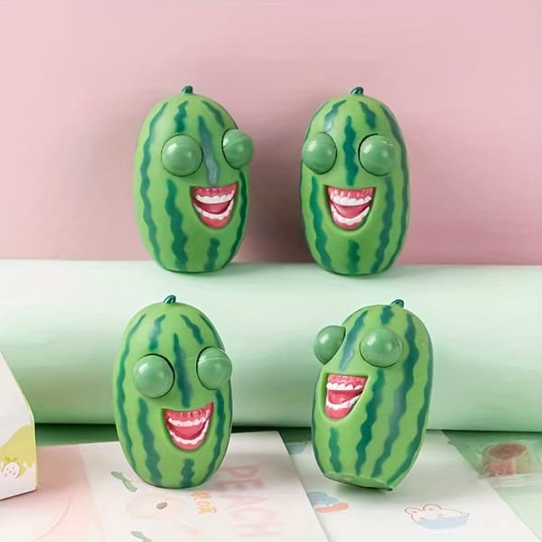 2D Fladt Design, Sjovt Squishy Vandmelon Legetøj Der Bringer Latter - Lavet af Holdbart Gummi Exploding eye watermelon