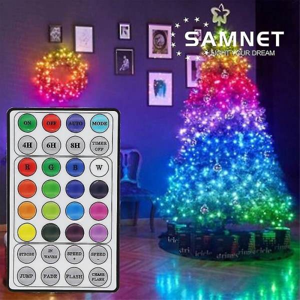 Nya Led Rgb Christmas Fairy Lights 200+ Belysningsläge Vattentät Garland String Lights För Utomhusdekoration Semesterbelysning 5m