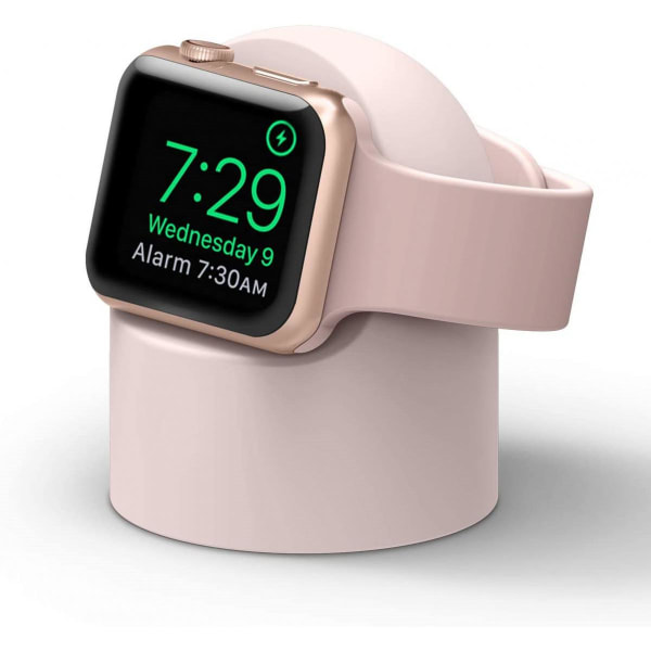 Laddningsställ designat för Apple Watch . Kompatibel med alla Apple Watch serier 44mm / 42mm / 40mm / 38mm [kompatibelt med nattduksläge], (rosa)
