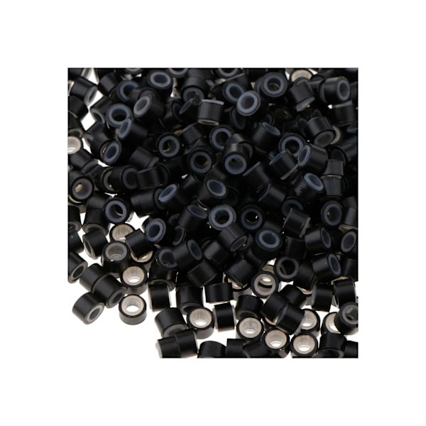 500 Silikon Micro Ring Länk Curl Pärla Fjäder Hårförlängningsverktyg Svart Dark brown