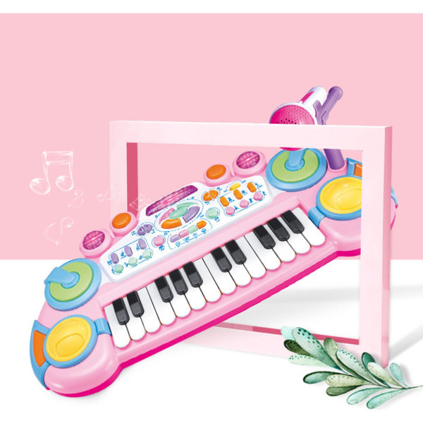 Piano Keyboard Leksaker Med Mikrofon Pedagogiska Leksaker För Barn Flickor Rosa Pink