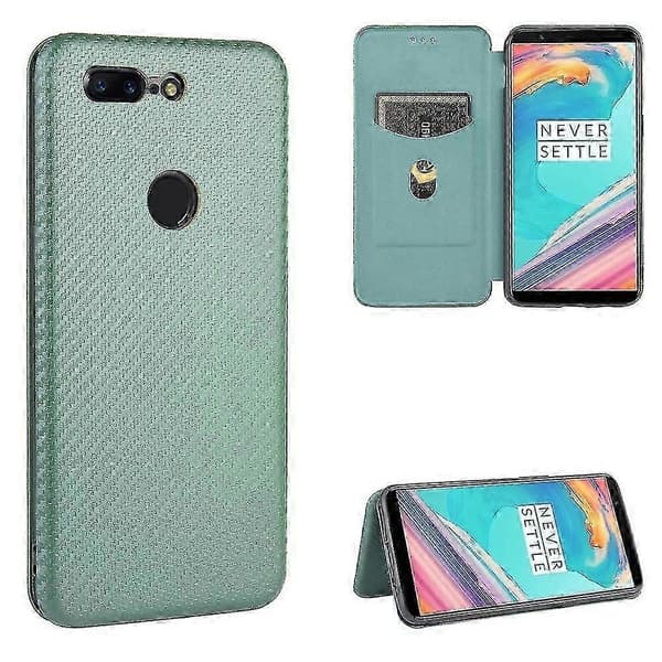 Kolfiberläderfodral för Oneplus 5t Green
