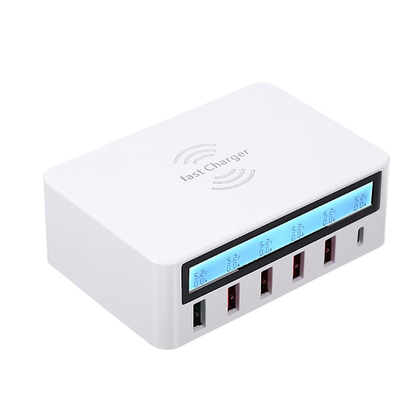 Älykäs latausasema 6 portilla LCD USB-lataustelakka Langaton laturi yleisellä yhteensopivuudella Latausasema perhe- ja toimistokäyttöön