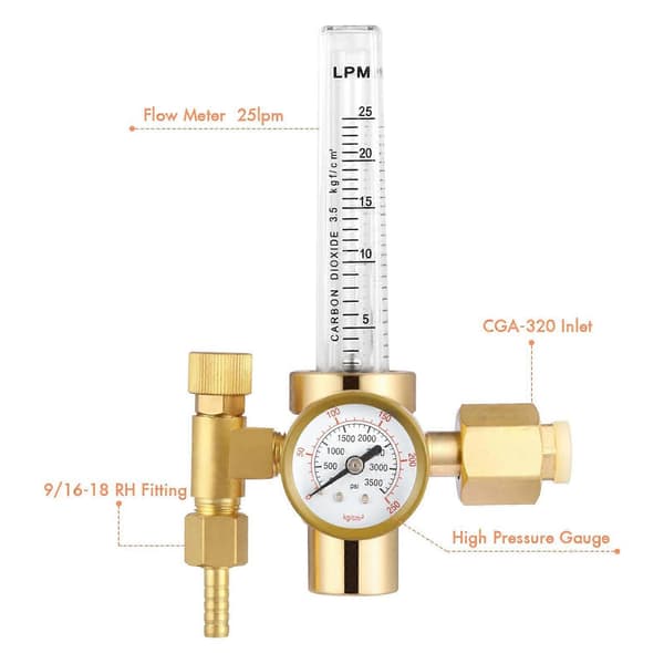 Flödesmätare Argon Co2 Gasregulator Tig Mig Svetsning Tryckreducerare Flödesmätare