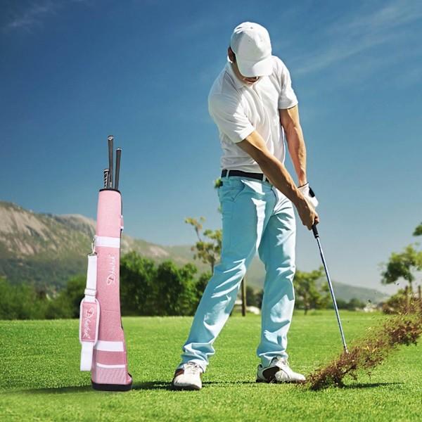 Sunnuntaikassi kannettava kultalaukku aikuisten vanhan miehen vetoketjullinen golfmailojen matkakassi vaaleanpunainen