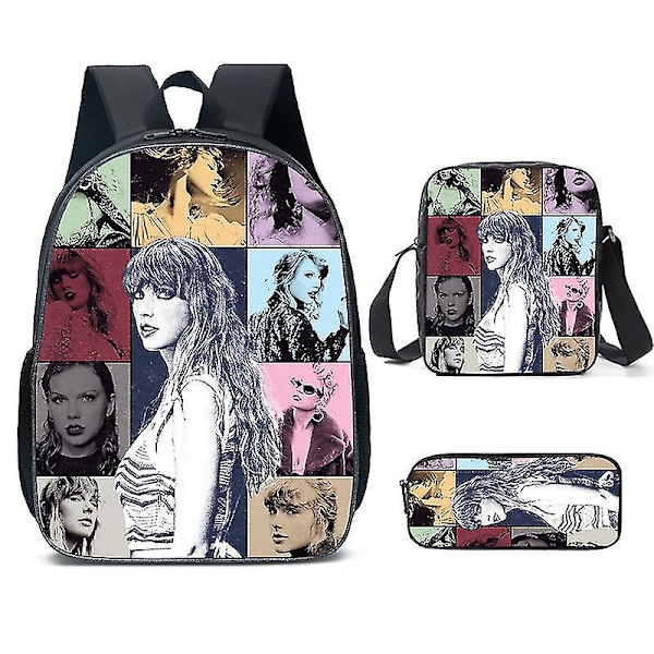 Taylor Swift Ryggsäck, Väska för Grund- och Högstadiet, Barnryggsäck med Messenger Bag och Pennfodral, Present till Swiftie-Fans