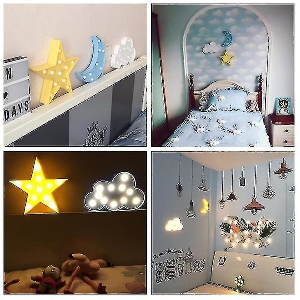 3d Led Nattljus Stjärna Måne Barn Sovrum Inomhusbelysning Dekor Lampa För Hem Vardagsrum Sovrum Nattbelysning Kreativ present Yellow Star